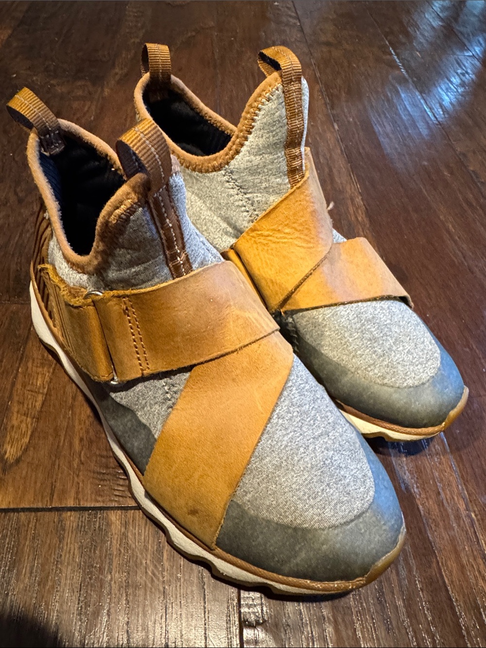 Sorel Women's Slip-On Ankle Boots in Tan and Gray
